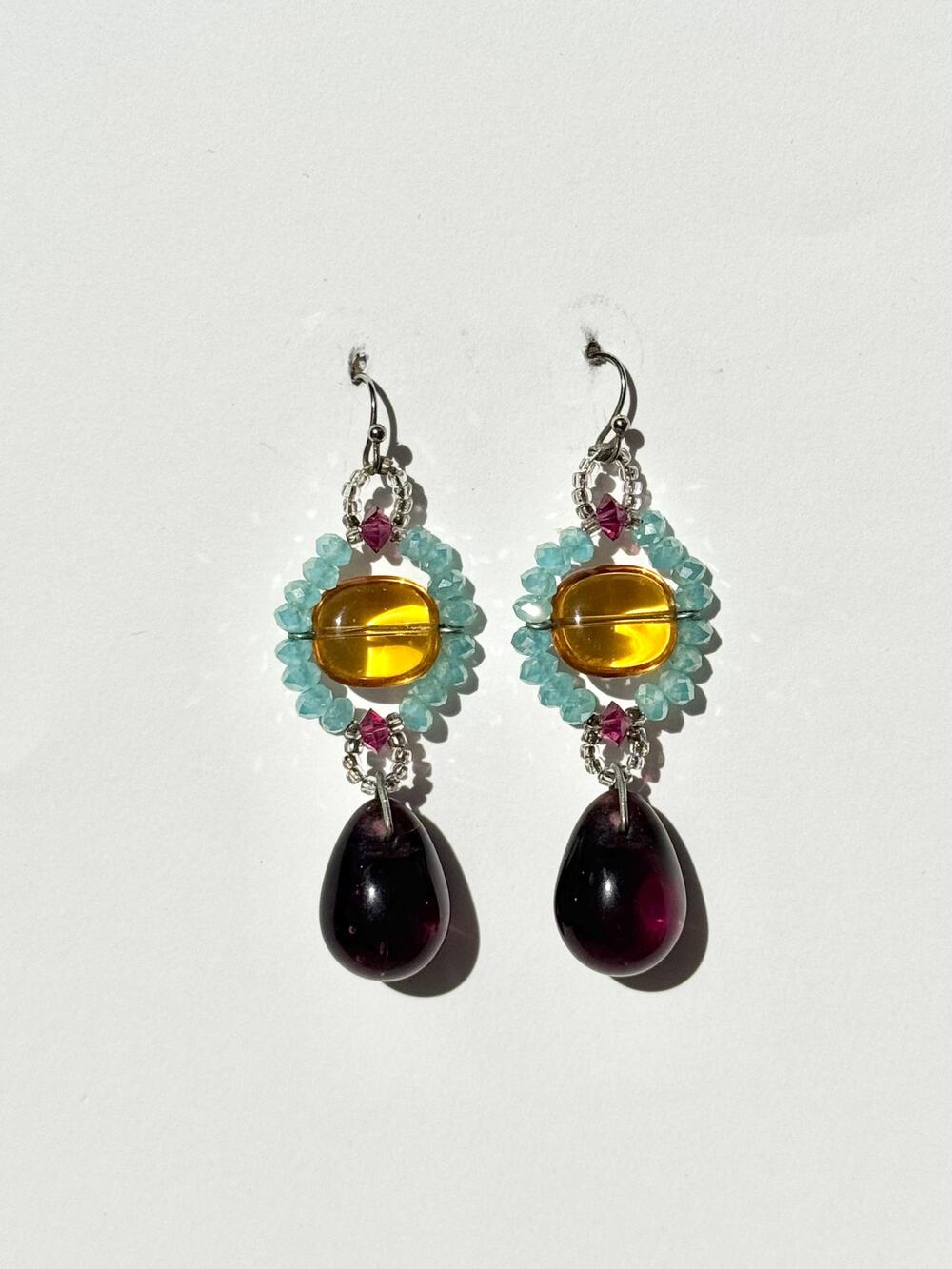 Vintage Czech Glass Beaded Chandalier Earrings 2.5 inches
